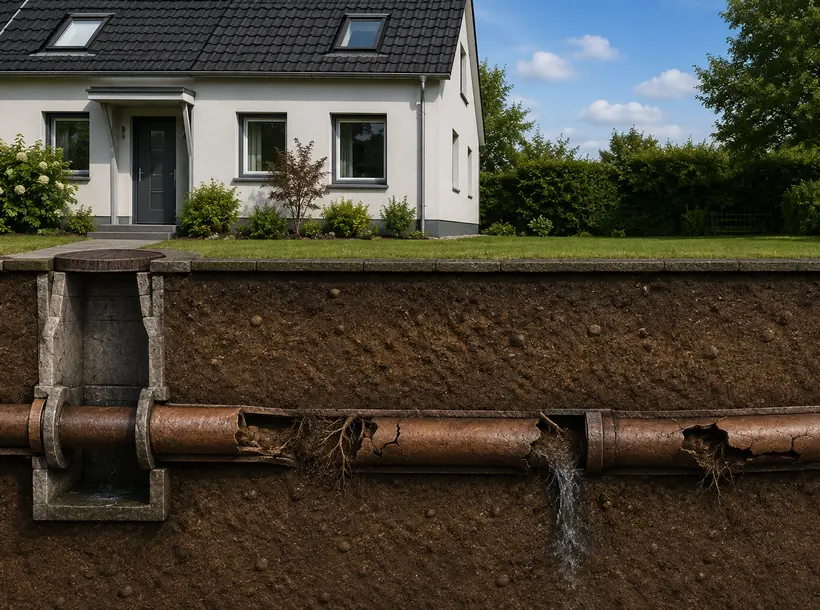 Beschädigte Abwasserleitung Beschädigte Abwasserleitung